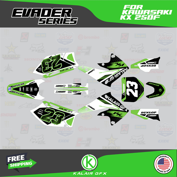 Kalair GFX Graphics Kit for Kawasaki KX250F (2004-2005) Evader Series