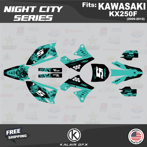 Kalair GFX Graphics Kit for Kawasaki KX 250F (2009-2012) Night-city Series
