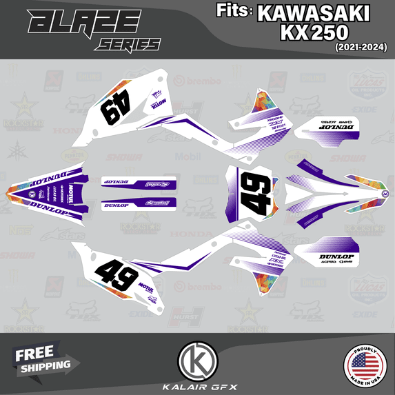 Kalair GFX Graphics Kit for Kawasaki KX250F (2021-2023) Blaze Series