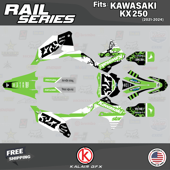 Kalair GFX Graphics Kit for Kawasaki KX250F (2021-2023) Rail Series