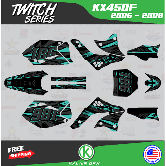 Kalair GFX Graphics Kit for Kawasaki KX450F (2006-2008) Twitch Series