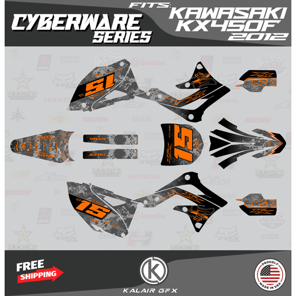 Kalair GFX Graphics Kit for Kawasaki KX450F (2012) Cyberware Series