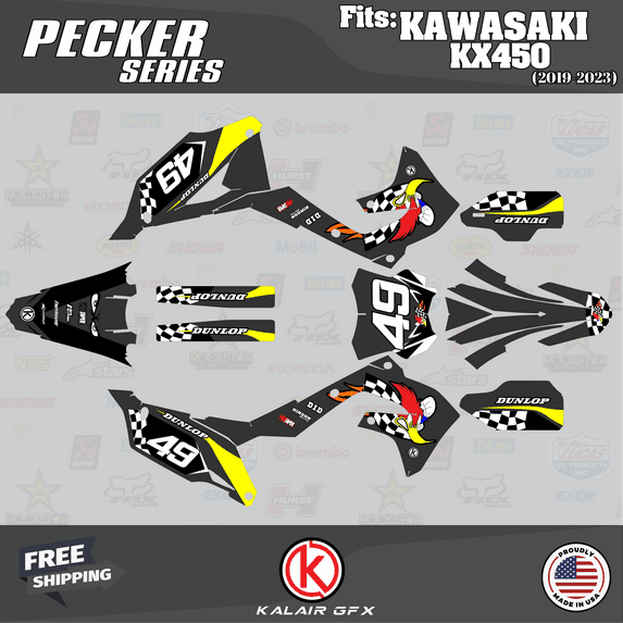 Kalair GFX Graphics Kit for Kawasaki KX450F (2019-2023) Pecker Series