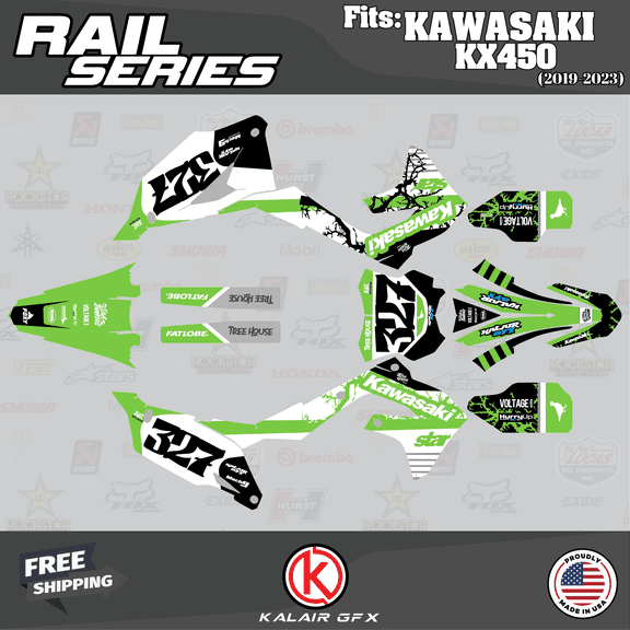 Kalair GFX Graphics Kit for Kawasaki KX450F (2019-2023) Rail Series