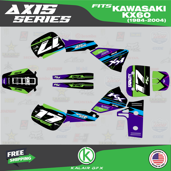 Kalair GFX Graphics Kit for Kawasaki KX60 (1984-2004) Axis Series