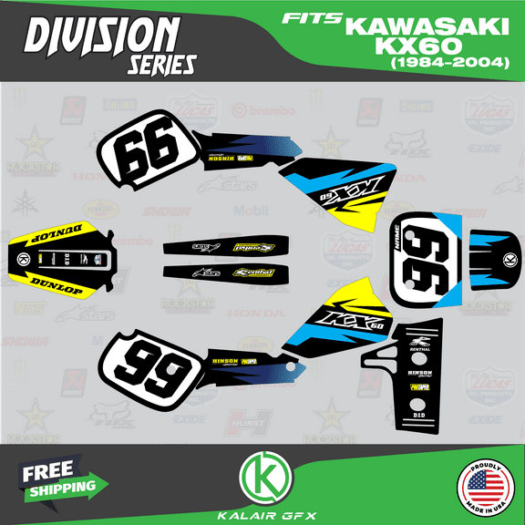 Kalair GFX Graphics Kit for Kawasaki KX60 (1984-2004) Division Series