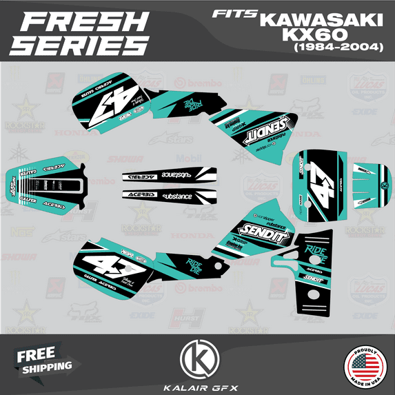 Kalair GFX Graphics Kit for Kawasaki KX60 (1984-2004) Fresh Series