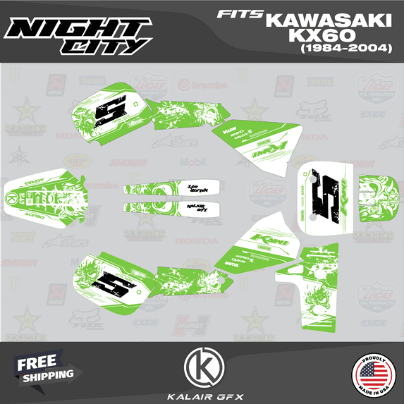 Kalair GFX Graphics Kit for Kawasaki KX60 (1984-2004) Nightcity Series