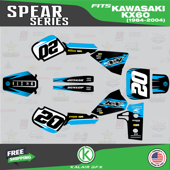 Kalair GFX Graphics Kit for Kawasaki KX60 (1984-2004) Spear Series