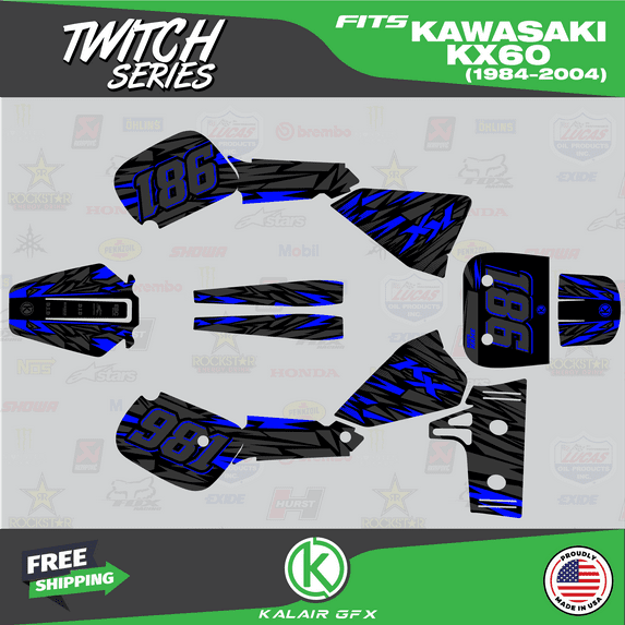 Kalair GFX Graphics Kit for Kawasaki KX60 (1984-2004) Twitch Series