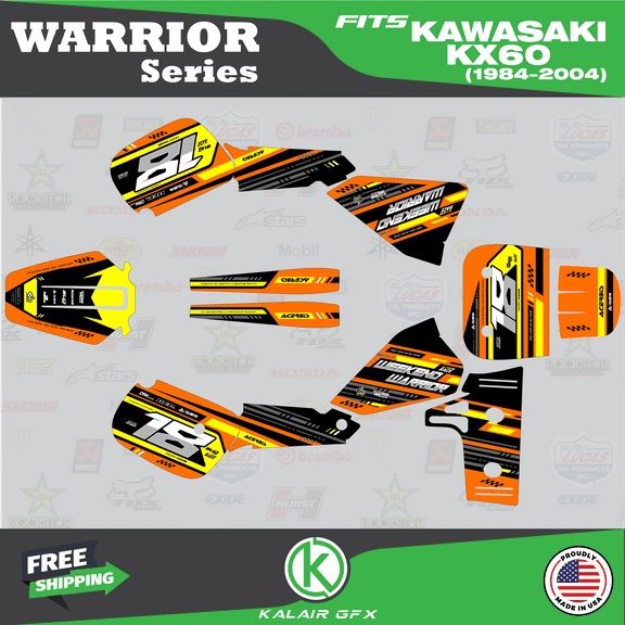 Kalair GFX Graphics Kit for Kawasaki KX60 (1984-2004) Warrior Series