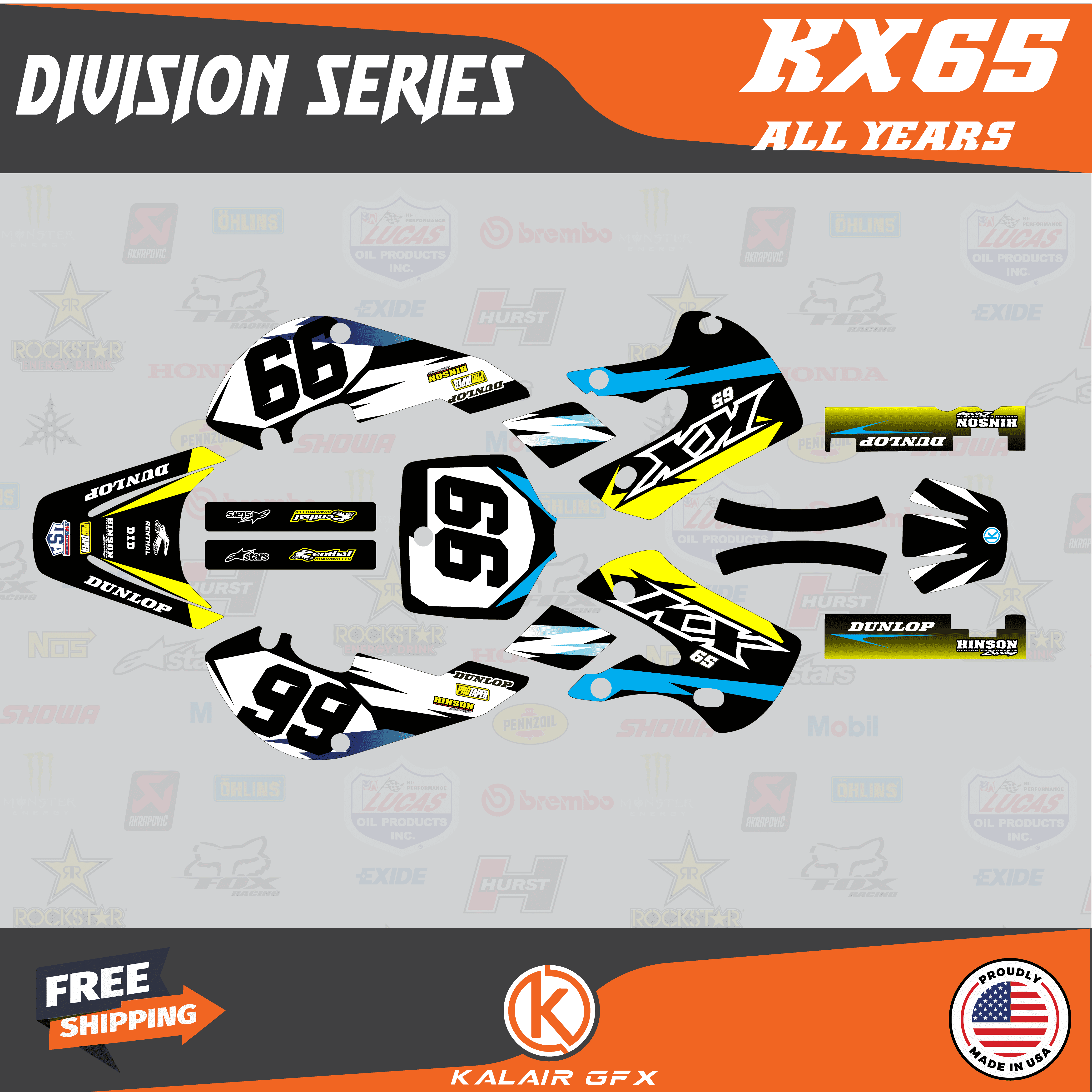 Kalair GFX Graphics Kit for Kawasaki KX65 (1999-2023) Division