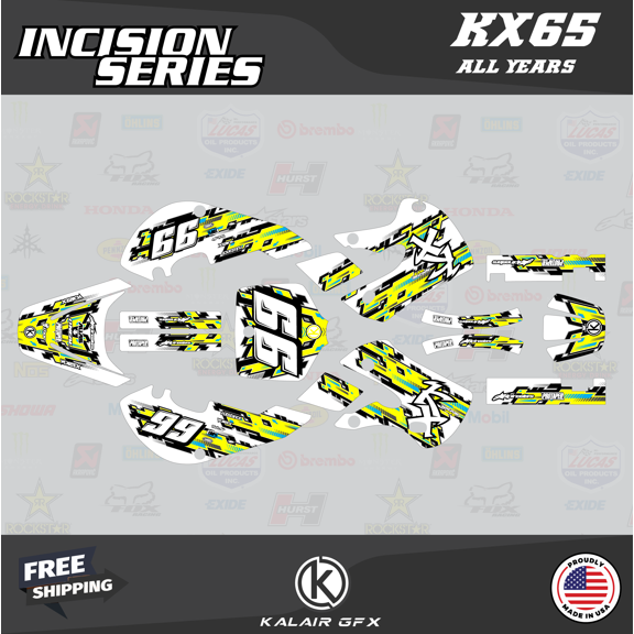 Kalair GFX Graphics Kit for Kawasaki KX65 (1999-2023) Incision Series