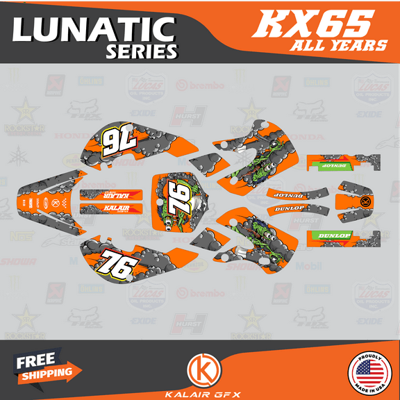 Kalair GFX Graphics Kit for Kawasaki KX65 (1999-2023) Lunatic Series