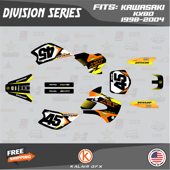 Kalair GFX Graphics Kit for Kawasaki KX80 (1998-2004) Division Series