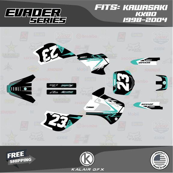 Kalair GFX Graphics Kit for Kawasaki KX80 (1998-2004) Evader Series