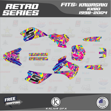 Kalair GFX Graphics Kit for Kawasaki KX80 (1998-2004) Retro Series