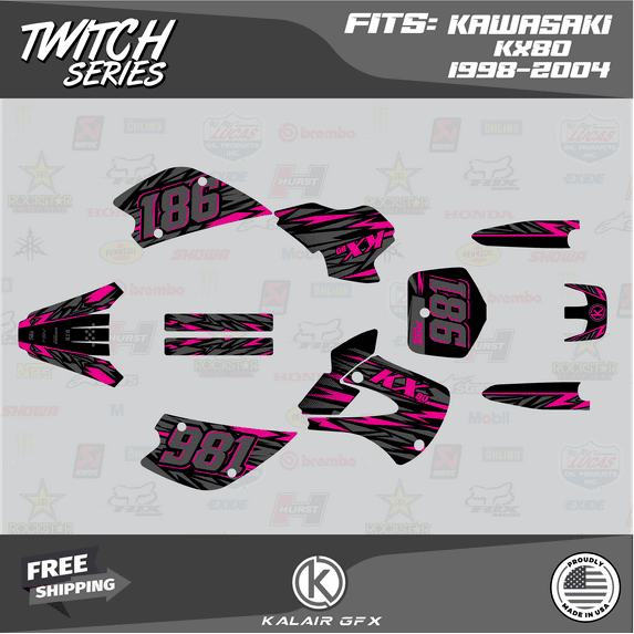 Kalair GFX Graphics Kit for Kawasaki KX80 (1998-2004) Twitch Series