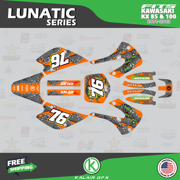 Kalair GFX Graphics Kit for Kawasaki KX85 (2001-2013) Lunatic Series