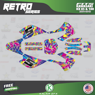 Kalair GFX Graphics Kit for Kawasaki KX85 (2001-2013) Retro Series