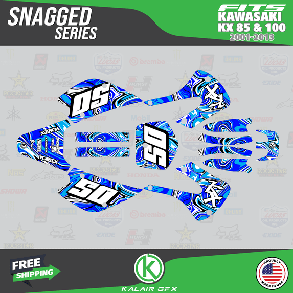 Kalair GFX Graphics Kit for Kawasaki KX85 (2001-2013) Snagged Series