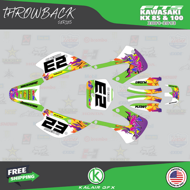 Kalair GFX Graphics Kit for Kawasaki KX85 (2001-2013) Throwback Series