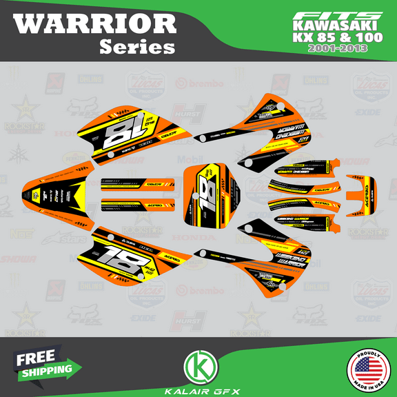 Kalair GFX Graphics Kit for Kawasaki KX85 (2001-2013) Warrior Series