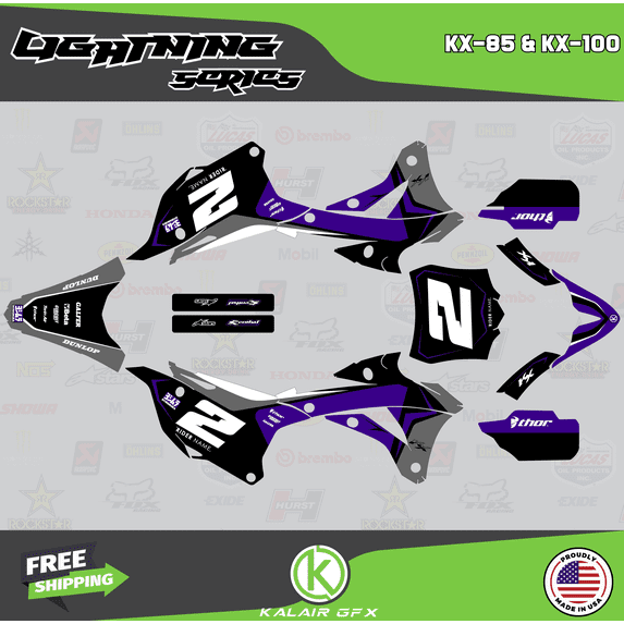 Kalair GFX Graphics Kit for Kawasaki KX85 (2014-2021) Lightning Series