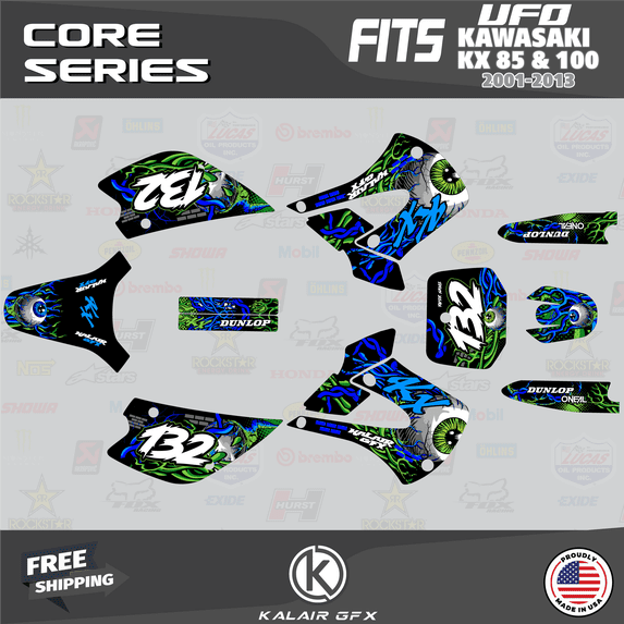 Kalair GFX Graphics Kit for Kawasaki KX85 UFO RESTYLE (2001-2013) Core Series