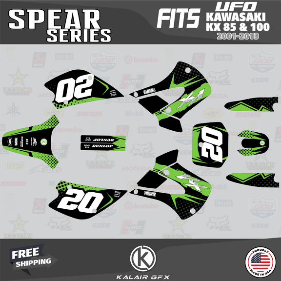 Kalair GFX Graphics Kit for Kawasaki KX85 UFO RESTYLE (2001-2013) Spear Series