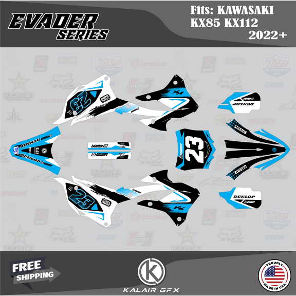 Kalair GFX Graphics Kit for Kawasaki KX85KX112 (2022-2023) Evader Series