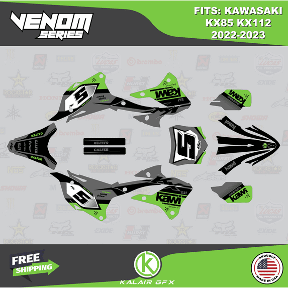 Kalair GFX Graphics Kit for Kawasaki KX85KX112 (2022-2023) Venom Series