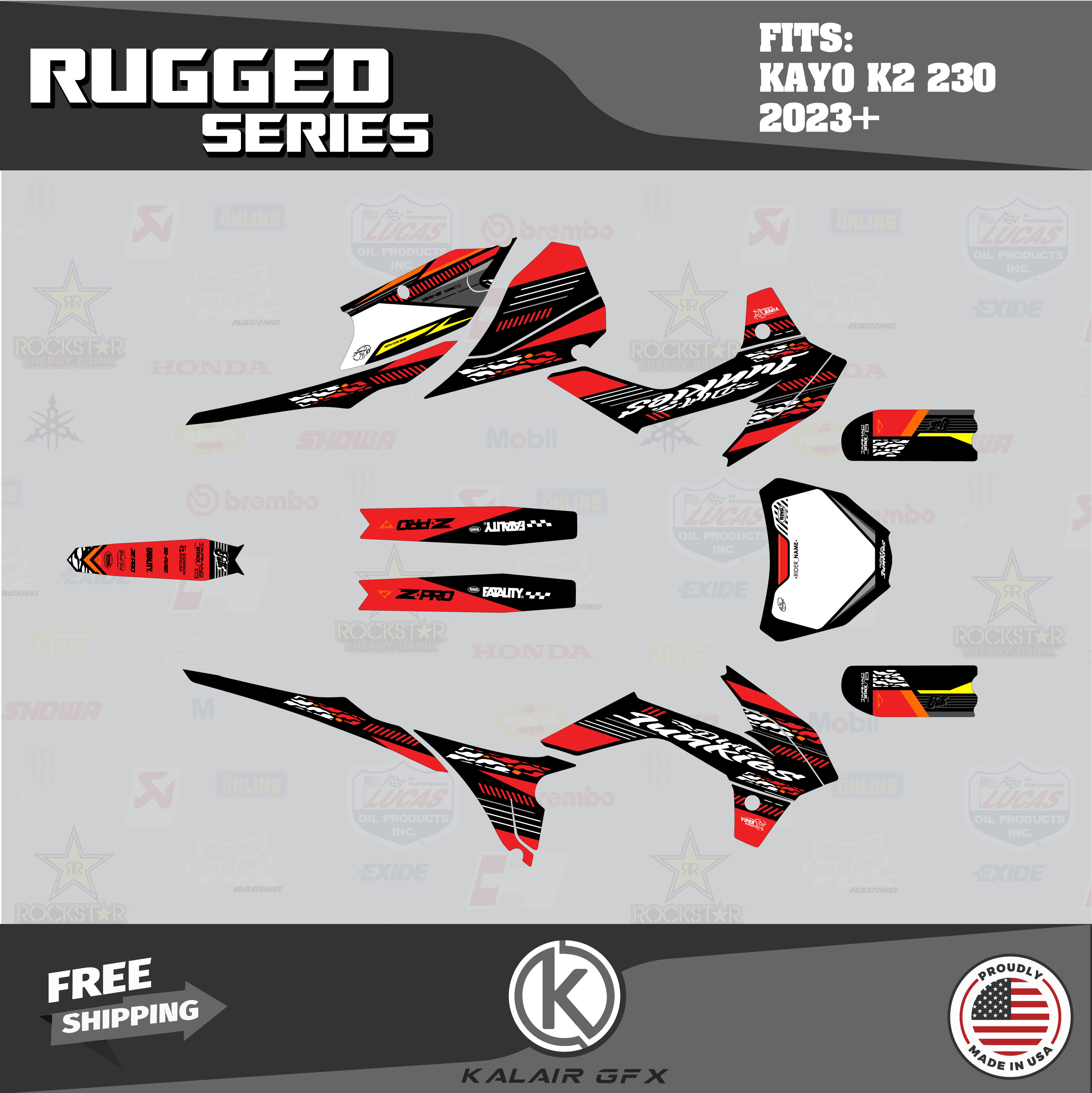 Kalair GFX Graphics Kit for Kayo K2 230 (All Years) Rugged