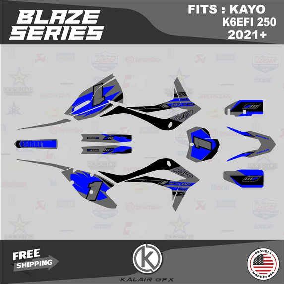 Kalair GFX Graphics Kit for Kayo K6EFI 250 Dirt Bike (2021+) Blaze Series