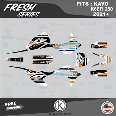 Kalair GFX Graphics Kit for Kayo K6EFI 250 Dirt Bike (2021+) Fresh Series