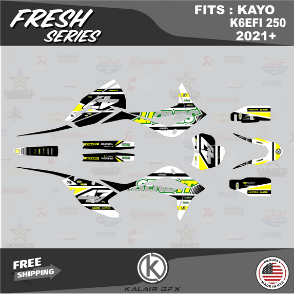 Kalair GFX Graphics Kit for Kayo K6EFI 250 Dirt Bike (2021+) Fresh Series