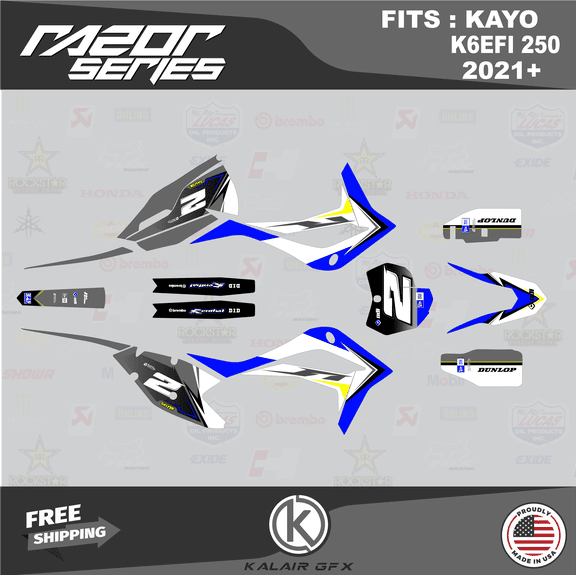 Kalair GFX Graphics Kit for Kayo K6EFI 250 Dirt Bike (2021+) Razor Series
