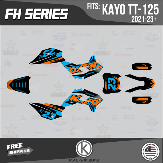 Kalair GFX Graphics Kit for Kayo Pit Bike TT 125 and TT 140 (2021+) Fh Series