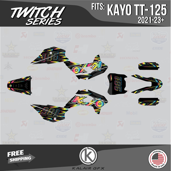 Kalair GFX Graphics Kit for Kayo Pit Bike TT 125 and TT 140 (2021+) Twitch Series