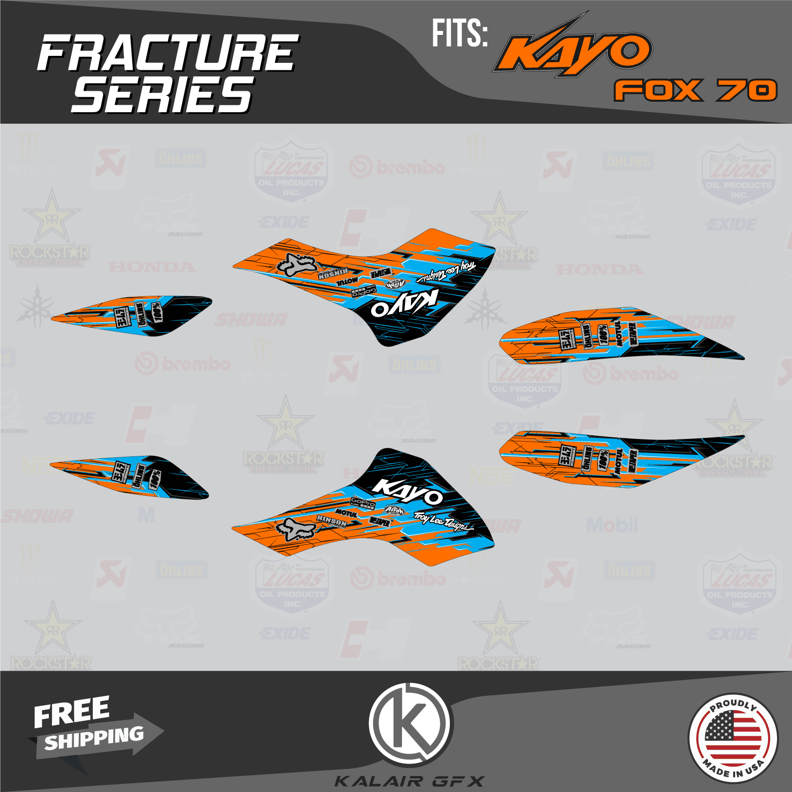 ATV UTV Racing Graphics Kit Custom Graphics Decal Kit For Kayo Fox-70 ...