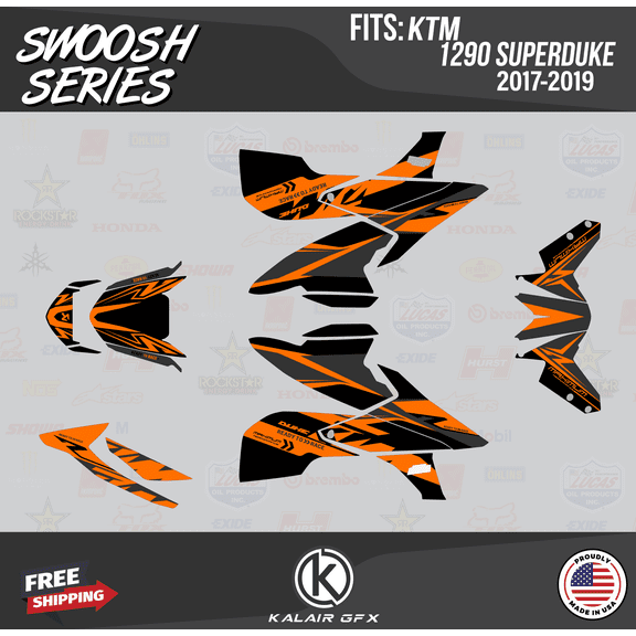 Kalair GFX Graphics Kit for Ktm 1290 SUPER DUKE (2017-2018) Swoosh Series