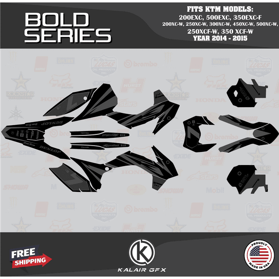 Kalair GFX Graphics Kit for Ktm 200XC-W,250XC-W,300XC-W,450XC-W and 500XC-W (2014-2015) Bold Series