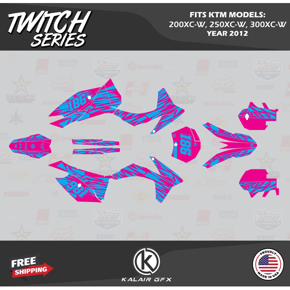 Kalair GFX Graphics Kit for Ktm 200XC-W 250XC-W and 300XC-W (2012) Twitch Series