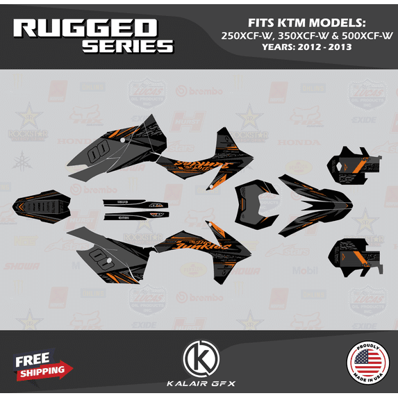 Kalair GFX Graphics Kit for Ktm 250XCF-W, 350XCF-W and 500XCF-W (2012-2013) Rugged Series