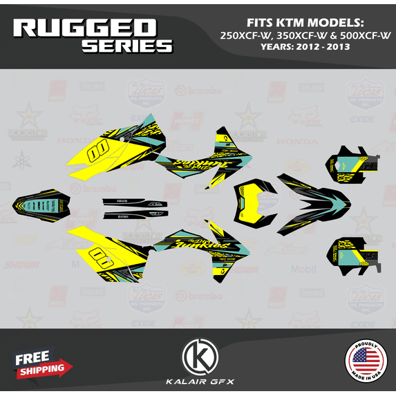 Kalair GFX Graphics Kit for Ktm 250XCF-W, 350XCF-W and 500XCF-W (2012-2013) Rugged Series