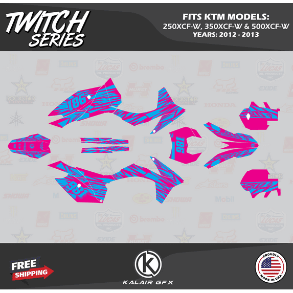 Kalair GFX Graphics Kit for Ktm 250XCF-W, 350XCF-W and 500XCF-W (2012-2013) Twitch Series