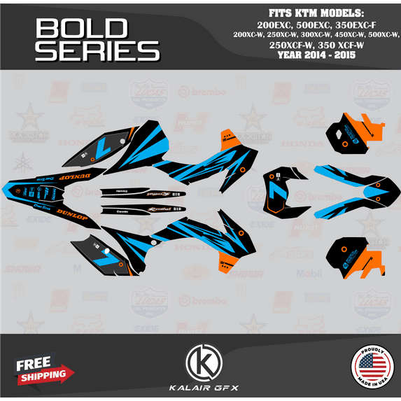 Kalair GFX Graphics Kit for Ktm 250XCF-W and 350XCF-W (2014-2015) Bold Series