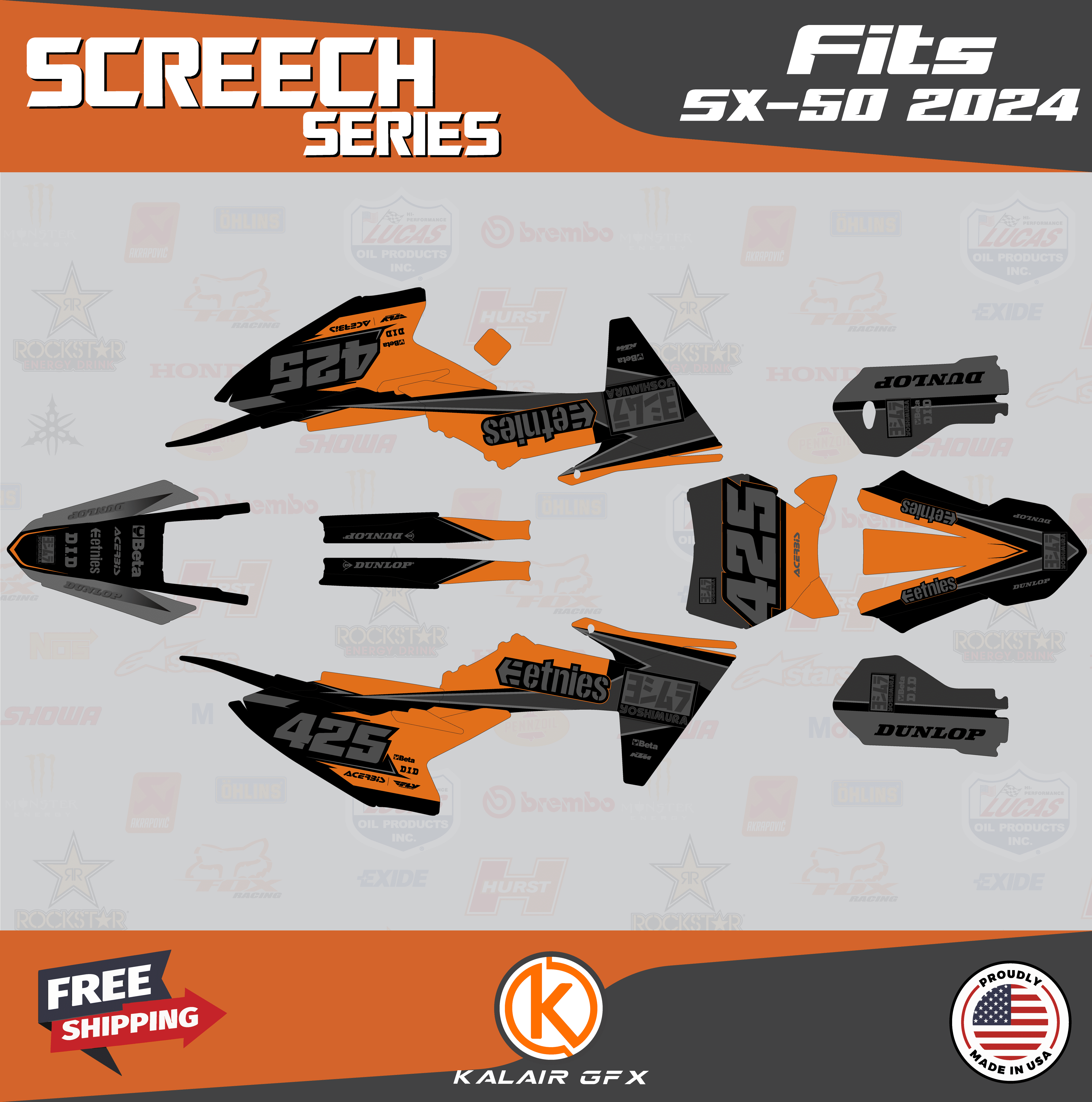Kalair GFX Graphics Kit for Ktm 50SX (2024) Screech Series