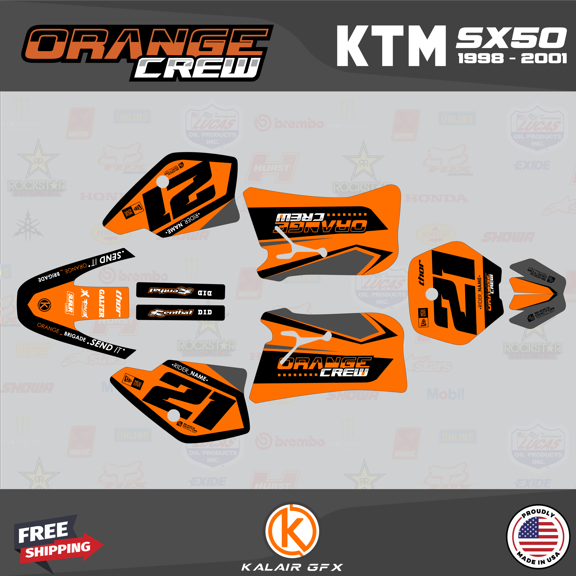 Kalair GFX Graphics Kit for Ktm 50SX MINI SX50 (1998-2001) Orange-crew Series