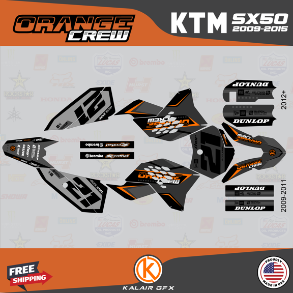 Kalair GFX Graphics Kit for Ktm 50SX MINI SX50 (2009-2015) Orange-crew Series